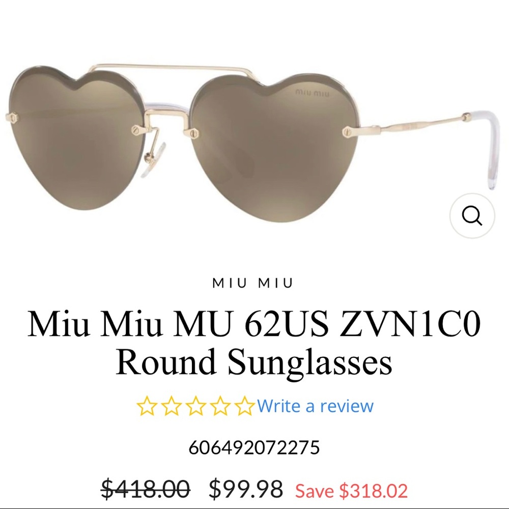 Miu miu sunglasses - heart shaped.